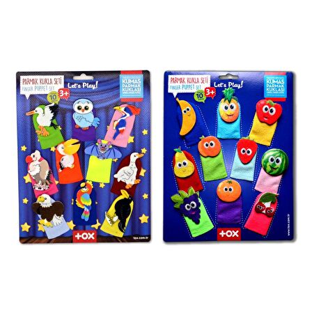 2 Set - 20 Parça Tox Meyveler ve Uçan Hayvanlar Parmak Kukla T105 T222