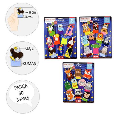 3 Set - 30 Parça Tox Orman, Safari ve Uçan Hayvanlar Parmak Kukla T118 T123 T222
