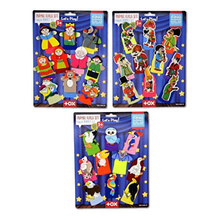 3 Set - 30 Parça Tox Hacivat Karagöz , Masal Kahramanları ve Uçan Hayvanlar Parmak Kukla T224 T225 T222