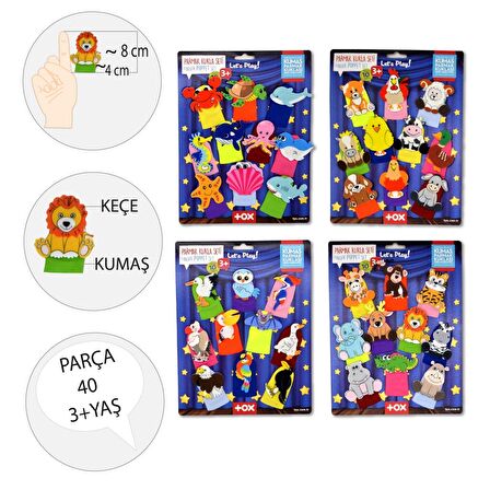 4 Set - 40 Parça Tox Deniz Canlıları , Uçan, Safari ve Çiftlik Hayvanlar Parmak Kukla T220 T221 T222 T223