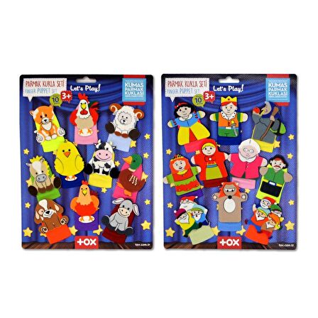 2 Set - 20 Parça Tox Masal ve Çiftik Hayvanlar Parmak Kukla T225 T220