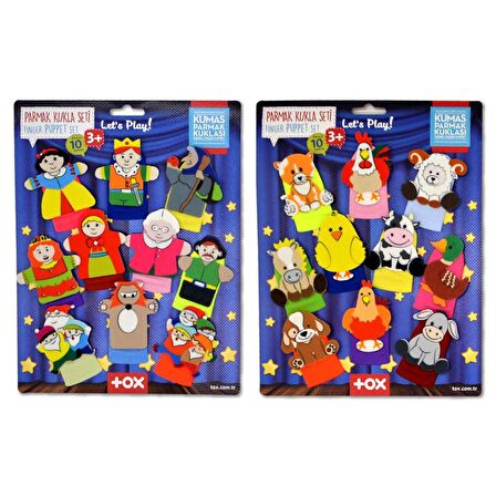2 Set - 20 Parça Tox Çiftik Hayvanları ve Masal Kahramanları Parmak Kukla T225 T220