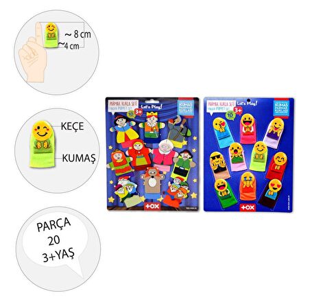 2 Set - 20 Parça Tox Emojiler ve Masal Kahramanları Parmak Kukla T225 T106