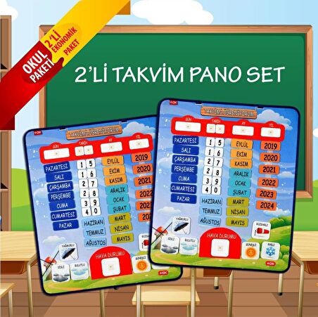 2 Set - 86 Parça  Takvimi Öğreniyorum (2023) Keçe Duvar Panoları , Eğitici Oyuncak