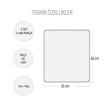 2 Set - 88 Parça  Rakamları Öğreniyorum Keçe Duvar Panoları , Eğitici Oyuncak