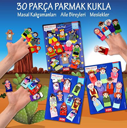 3 Set - 30 Parça Tox Masal Kahramanları, Aile Bireyleri ve Meslekler Parmak Kukla T225 T752 T762