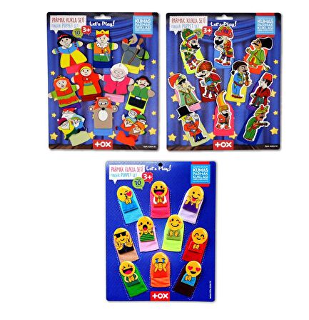 3 Set - 30 Parça Tox Masal Kahramanları, Karagöz Hacivat ve Emojiler Parmak Kukla T225 T106 T224