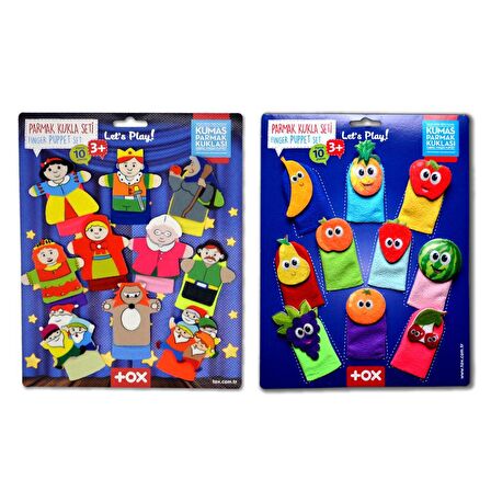 2 Set - 20 Parça Tox Masal Kahramanları ve Meyveler Parmak Kukla T105 T225