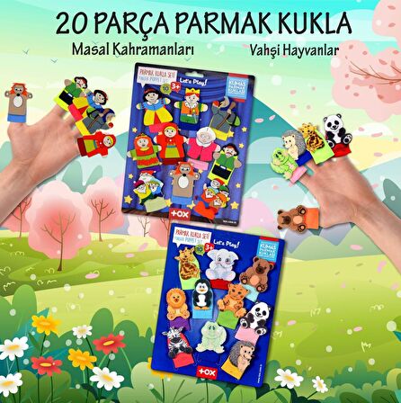 2 Set - 20 Parça Tox Masal Kahramanları ve Vahşi Hayvanlar Parmak Kukla T78-2 T225