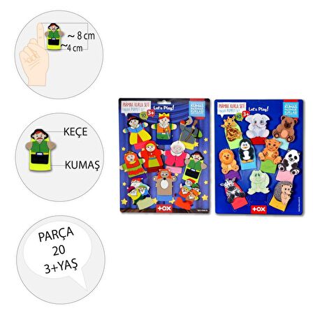 2 Set - 20 Parça Tox Masal Kahramanları ve Vahşi Hayvanlar Parmak Kukla T78-2 T225