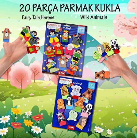 2 Set - 20 Parça Tox Masal Kahramanları ve Vahşi Hayvanlar Parmak Kukla T78-2 T225