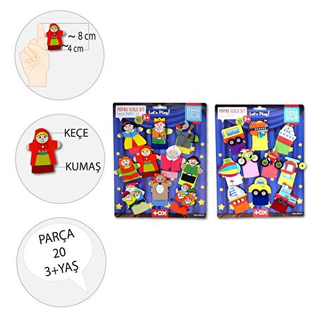 2 Set - 20 Parça Tox Masal Kahramanları ve Taşıtlar Parmak Kukla T181 T225