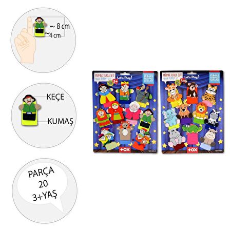 2 Set - 20 Parça Tox Masal Kahramanları ve Safari Hayvanları Parmak Kukla T223 T225