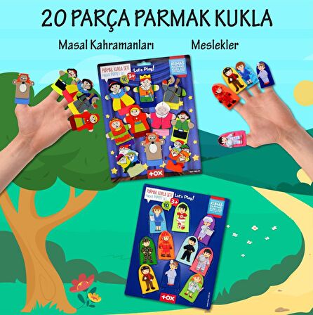 2 Set - 20 Parça Tox Masal Kahramanları ve Meslekler Parmak Kukla T76-1 T225