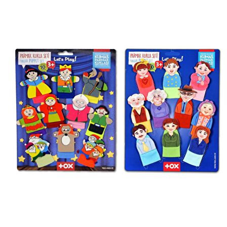 2 Set - 20 Parça Tox Masal Kahramanları ve Aile Bireyleri Parmak Kukla T75-2 T225