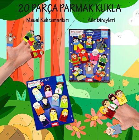 2 Set - 20 Parça Tox Masal Kahramanları ve Aile Bireyleri Parmak Kukla T75-1 T225