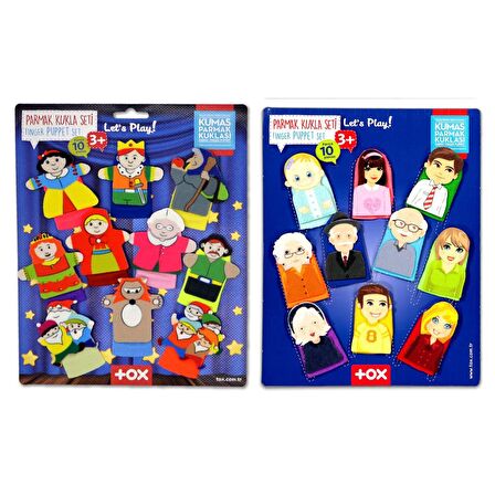 2 Set - 20 Parça Tox Masal Kahramanları ve Aile Bireyleri Parmak Kukla T75-1 T225