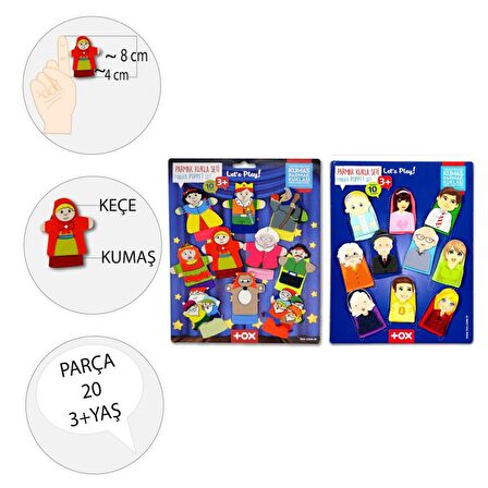2 Set - 20 Parça Tox Masal Kahramanları ve Aile Bireyleri Parmak Kukla T75-1 T225