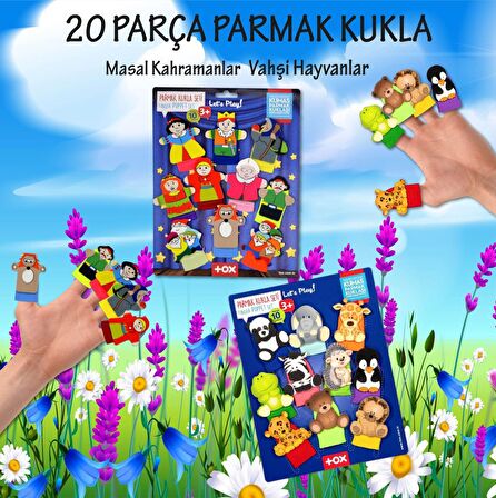 2 Set - 20 Parça Tox Masal Kahramanları ve Vahşi Hayvanlar Parmak Kukla T78-1 T225