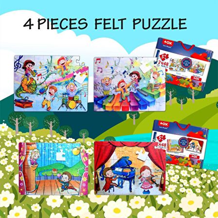 4 Set - 96 Parça Tox Müzik ve Sahne 5+ Keçe Yapboz - 5 Yaş Puzzle T18 T19