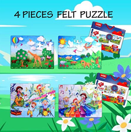 4 Set - 96 Parça Tox Origami ve Müzik 5+ Keçe Yapboz - 5 Yaş Puzzle T16 T19