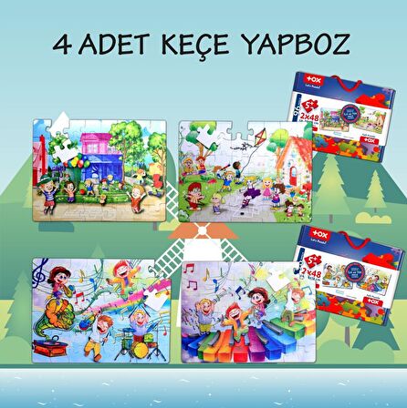 4 Set - 96 Parça Tox Oyun Parkı ve Müzik 5+ Keçe Yapboz - 5 Yaş Puzzle T16 T40