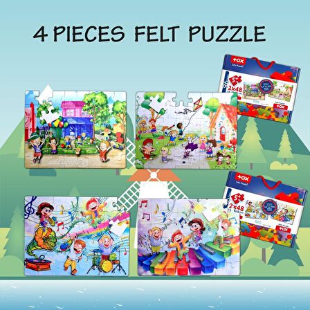 4 Set - 96 Parça Tox Oyun Parkı ve Müzik 5+ Keçe Yapboz - 5 Yaş Puzzle T16 T40