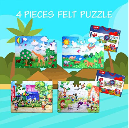 4 Set - 96 Parça Tox Origami ve Oyun Parkı 5+ Keçe Yapboz - 5 Yaş Puzzle T18 T40