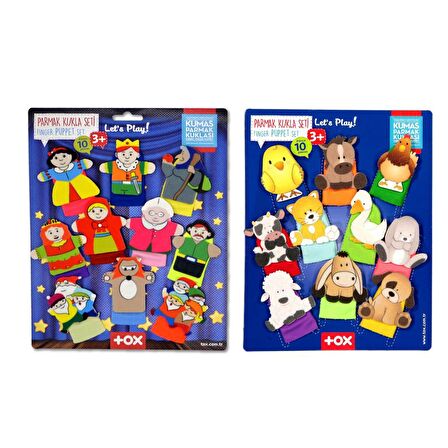 2 Set - 20 Parça Tox Masal Kahramanları ve Evcil Hayvanlar Parmak Kukla T77-1 T225