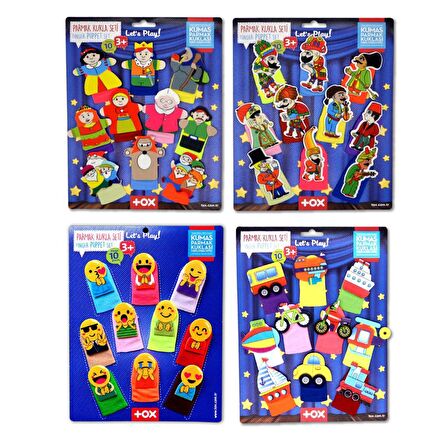 4 Set - 40 Parça Tox Masal Kahramanları , Emojiler, Karagöz  Hacivat ve Taşıtlar Parmak Kukla T106 T181 T224 T225