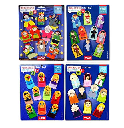 4 Set - 40 Parça Tox Masal Kahramanları, Aile Bireyleri , Meslekler ve Emojiler Parmak Kukla T225 T106 T75-2 T76-2