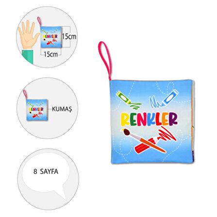 Tox Renkler Kumaş Sessiz Kitap T383 - Bez Kitap , Eğitici Oyuncak , Yumuşak ve Hışırtılı