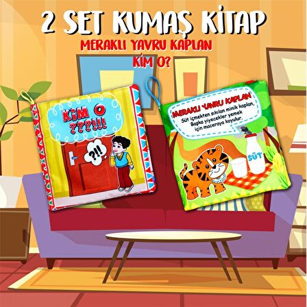 2 Kitap Tox Kim O ve Meraklı Kaplan Yarusu Kumaş Sessiz Kitap T096 T090 - Bez Kitap , Eğitici Oyuncak , Yumuşak ve Hışırtılı