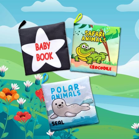 3 Kitap Tox İngilizce Siyah-Beyaz Bebek , Safari ve Kutup Hayvanları Kumaş Sessiz Kitap E125 E130 E136 - Bez Kitap , Eğitici Oyuncak , Yumuşak ve Hışırtılı