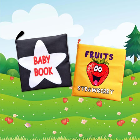 2 Kitap Tox İngilizce Siyah-Beyaz Bebek ve Kumaş Sessiz Kitap E136 E126 - Bez Kitap , Eğitici Oyuncak , Yumuşak ve Hışırtılı