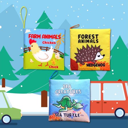 3 Kitap Tox İngilizce Deniz Canlıları , Çiftlik ve Orman Hayvanları Kumaş Sessiz Kitap E119 E127 E128 - Bez Kitap , Eğitici Oyuncak , Yumuşak ve Hışırtılı
