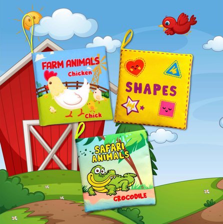 3 Kitap Tox İngilizce Şekiller , Çiftlik ve Safari Hayvanları Kumaş Sessiz Kitap E119 E130 E131 - Bez Kitap , Eğitici Oyuncak , Yumuşak ve Hışırtılı