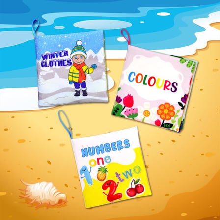 3 Kitap Tox İngilizce Kışlık Giysiler , Renkler ve Rakamlar Kumaş Sessiz Kitap E124 E129 E128  - Bez Kitap , Eğitici Oyuncak , Yumuşak ve Hışırtılı