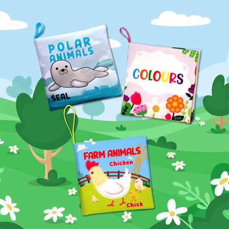 3 Kitap Tox İngilizce Renkler , Kutup ve Çiftlik Hayvanları Kumaş Sessiz Kitap E125 E119 E129 - Bez Kitap , Eğitici Oyuncak , Yumuşak ve Hışırtılı