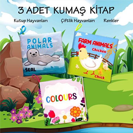 3 Kitap Tox İngilizce Renkler , Kutup ve Çiftlik Hayvanları Kumaş Sessiz Kitap E125 E119 E129 - Bez Kitap , Eğitici Oyuncak , Yumuşak ve Hışırtılı