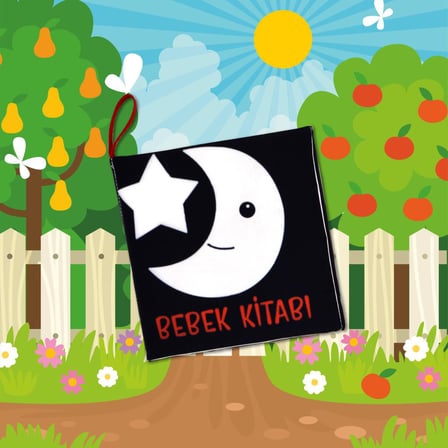 Tox Bebek Siyah-Beyaz Kumaş Sessiz Kitap T397 - Bez Kitap , Eğitici Oyuncak , Yumuşak ve Hışırtılı