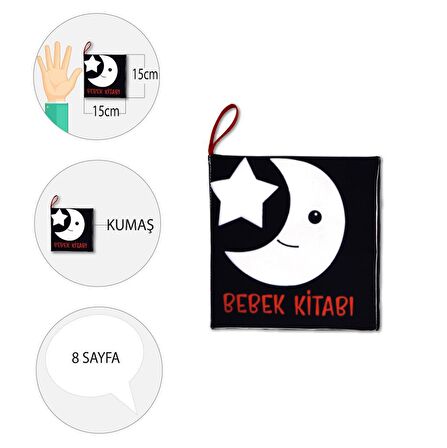 Tox Bebek Siyah-Beyaz Kumaş Sessiz Kitap T397 - Bez Kitap , Eğitici Oyuncak , Yumuşak ve Hışırtılı