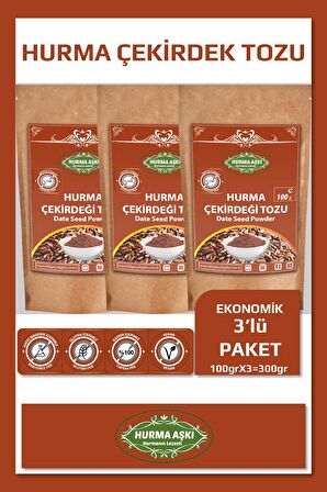 Hurma Aşkı Hurma Çekirdeği Tozu 100Gr.X3=300Gr