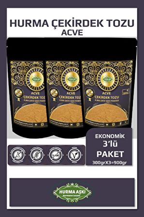 Hurma Aşkı Acve Hurma Çekirdeği Tozu 300GrX3=900Gr