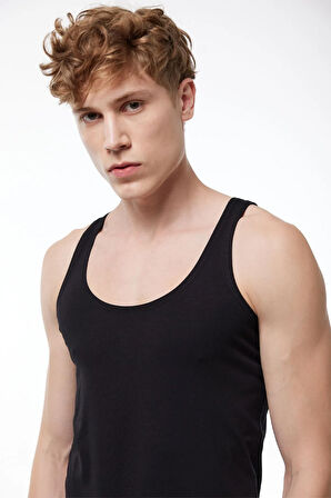 Erkek 2 Adet Siyah İnce Askılı İz Yapmayan Modal Atlet 013