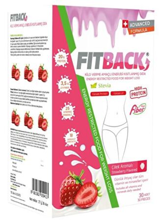 Fitback Çilekli Kalorisi Azaltılmış Gıda 27 gr 30 Paket + Shaker Hediyeli