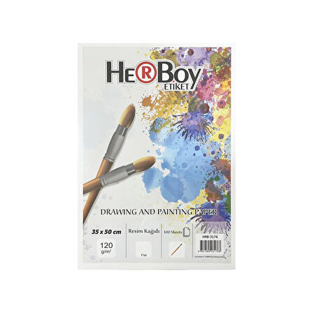 Herboy Kaliteli Resim Kağıdı ( Resim Kartonu ) 35 x 50 Cm  - 120Gr. 100'lü Paket 