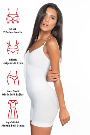 Kadın Beyaz Karın Masaj Özellikli Kısa Paça Boxer Korse Mı17skr00028