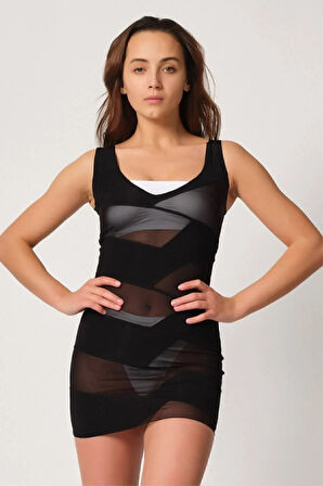 2934 Kadın Toparlayıcı Elbise Lazer Korse Siyah