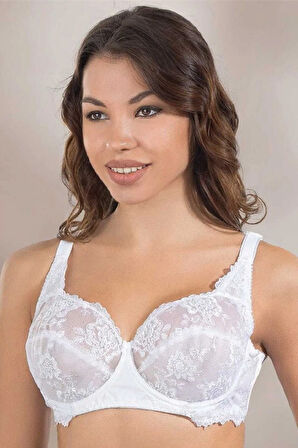 146 Kadın Beyaz Brode Balenli Toparlayıcı Sütyen